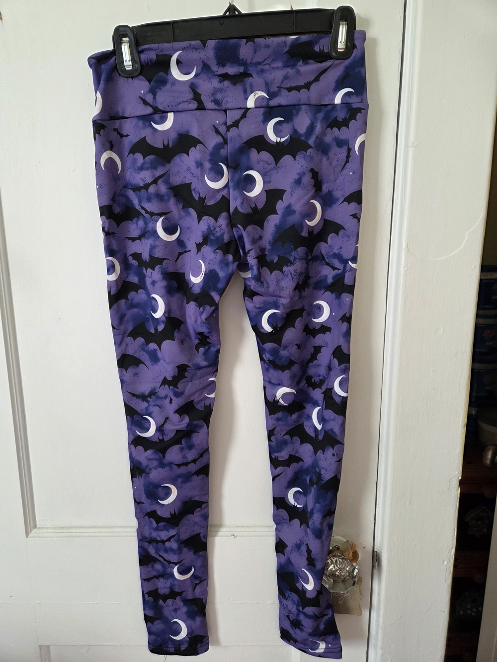 Girls/Womens Purple Moon & Bat Print Leggings With POCKETS -New 100% Cotton